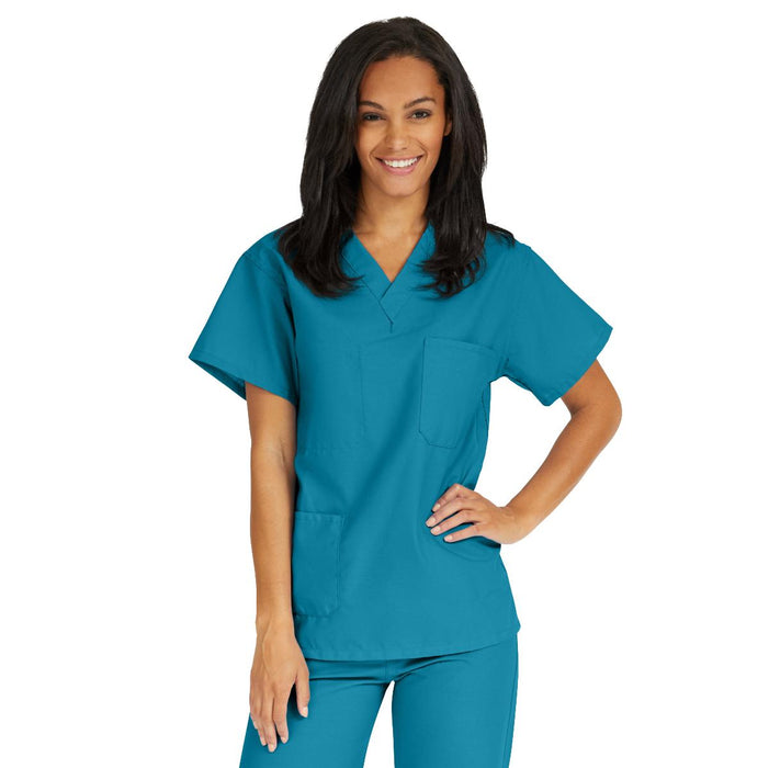 Medline AngelStat Reversible V Neck 2 Pocket Scrub Top With Angelica ...