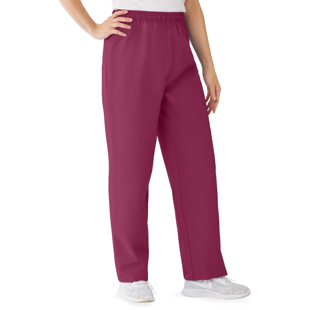 Medline AngelStat Women's Elastic Waist Scrub Pants Raspberry ...