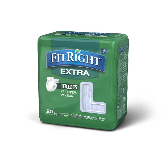 Medline FitRight Latex Free Extra Disposable Incontinence Briefs ...
