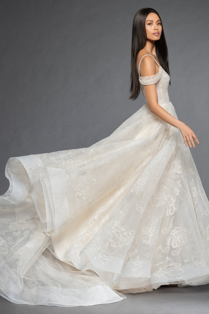 Woman wearing Lazaro 3850 wedding dress