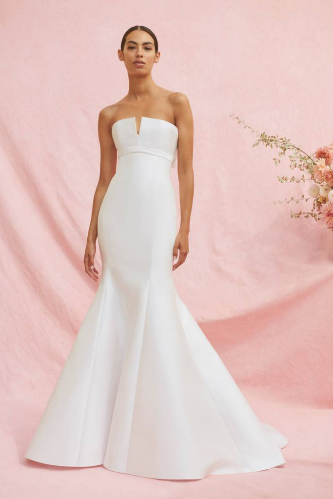Model wearing Carolina Herrera Maxine wedding dress