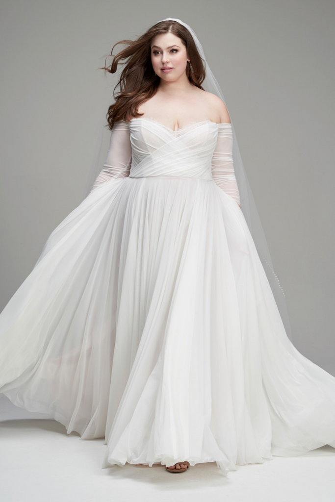 Model wearing Wtoo Miles a-line wedding dress
