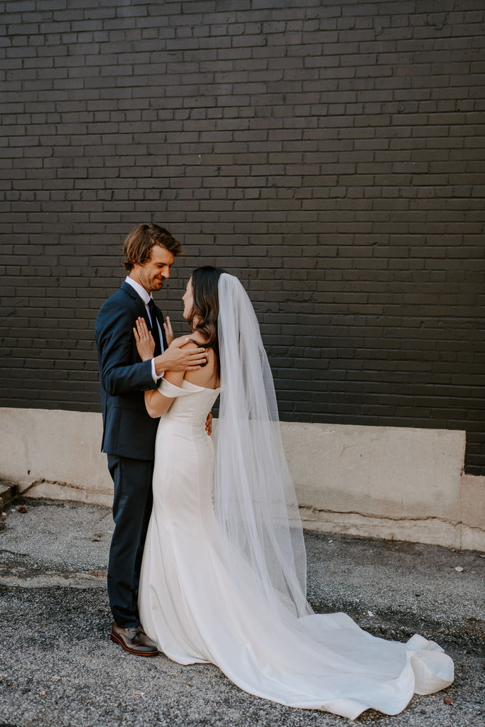 Hotel Covington bride and groom share first look