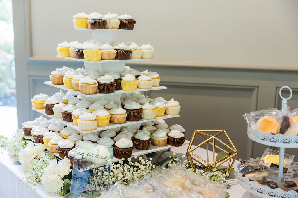 Cupcake display at wedding reception. 