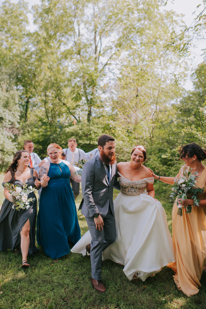 Bridal party posing for wedding portraits. 