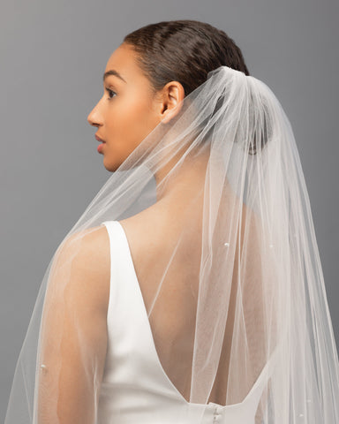 Wedding veil with scattered Pearls cathedral veil