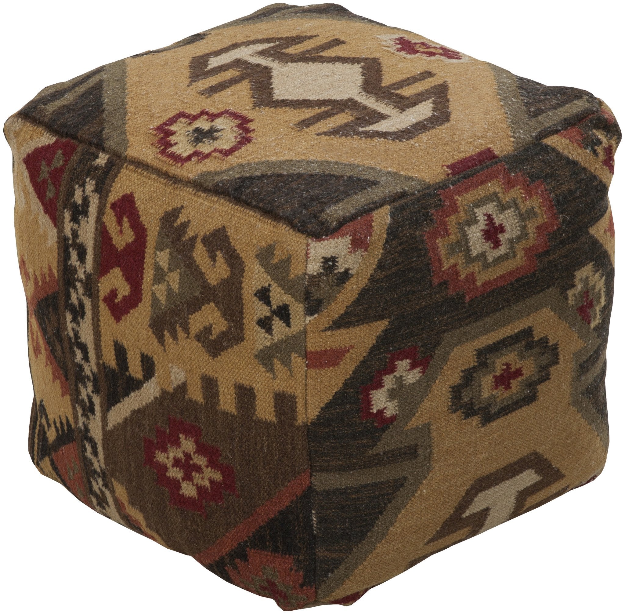 Frontier Pouf in Dark Brown & Tan