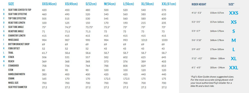 fuji bike size guide