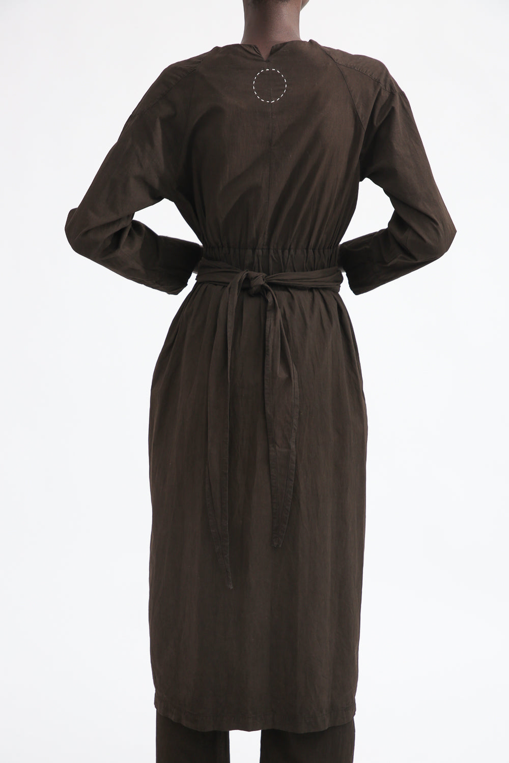 Wrapped Long Sleeve Dress - Cotton in Earth Soil