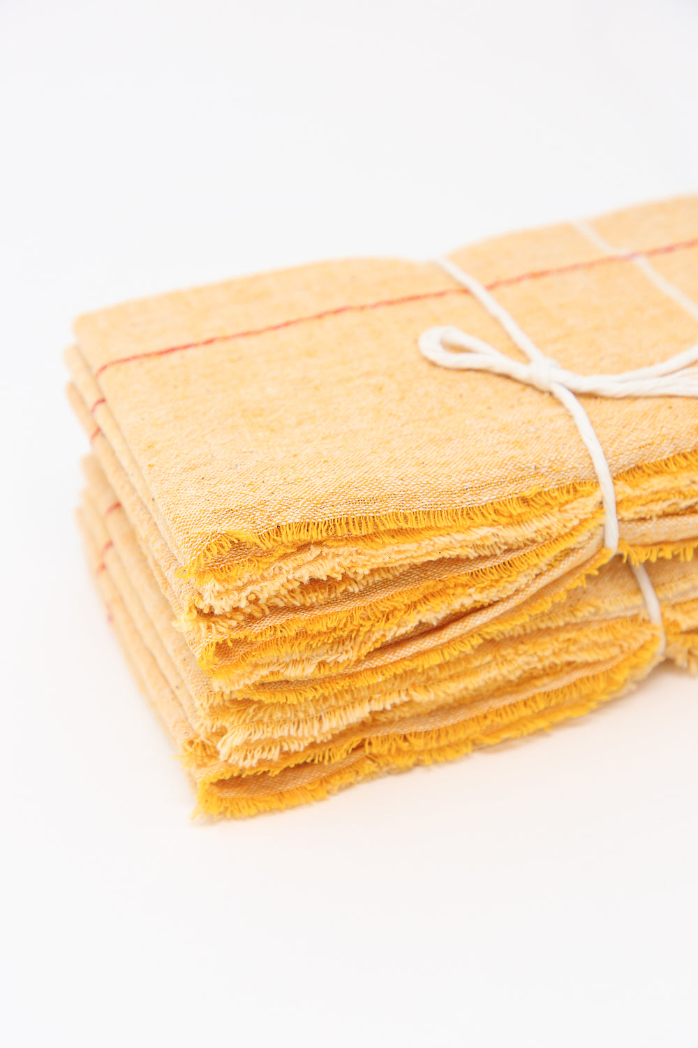 Color Napkin - Set of 6 in Marigold with Red and White Stripe