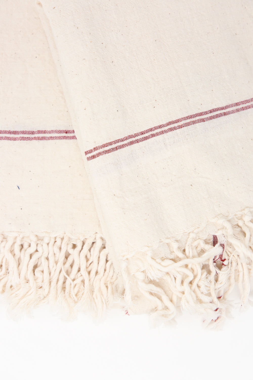 Fringe Towel with Naturally Dyed Stripe Natural with Brown Stripe