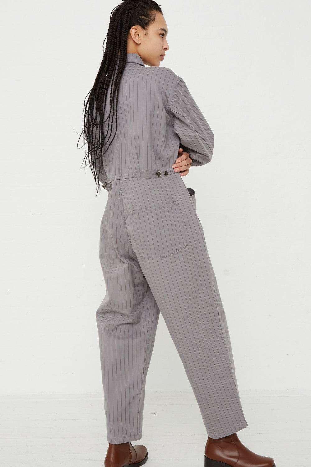 Ichi Antiquites - Herringbone Stripe Jumpsuit in Gray Stripe | Store New York, NY