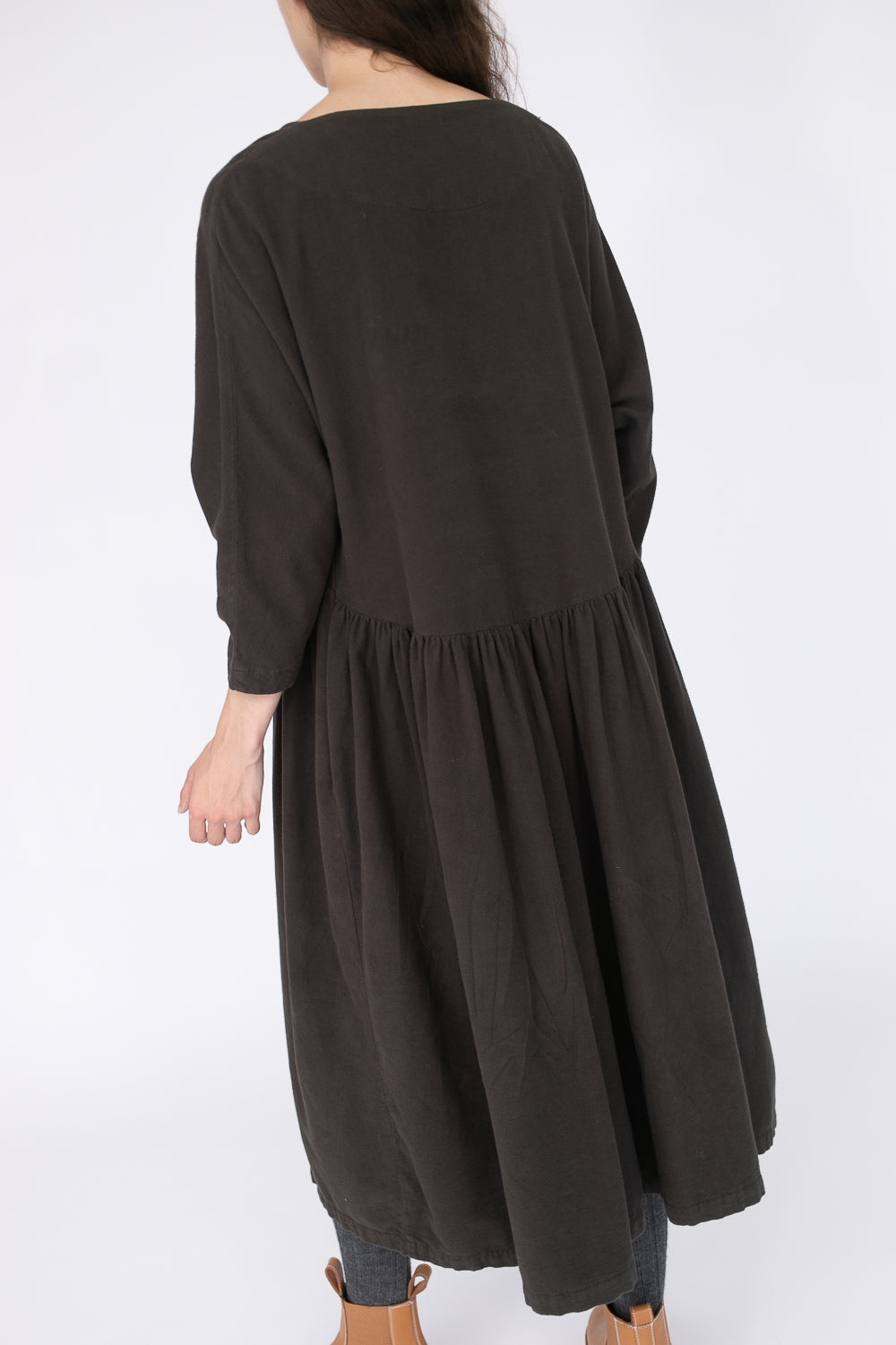 Tradi Dress - Heavyweight Cotton Flannel in Dark Grey