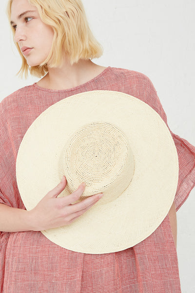 Clyde Dai Hat in Moon Toquilla Straw top view