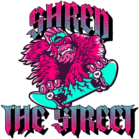 Shred the Street Gorilla Monkey Riding Skateboard