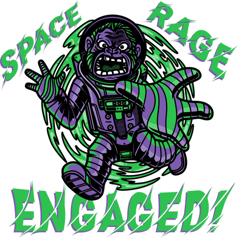 Space Rage Engaged Monkey Astronaut Falling Backwards Into Wormhole