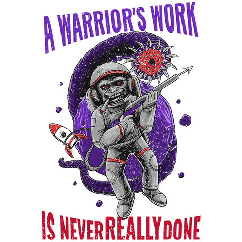 A Warrior's Work is Never Really Done Monkey Astronaut Fighting Space Worm