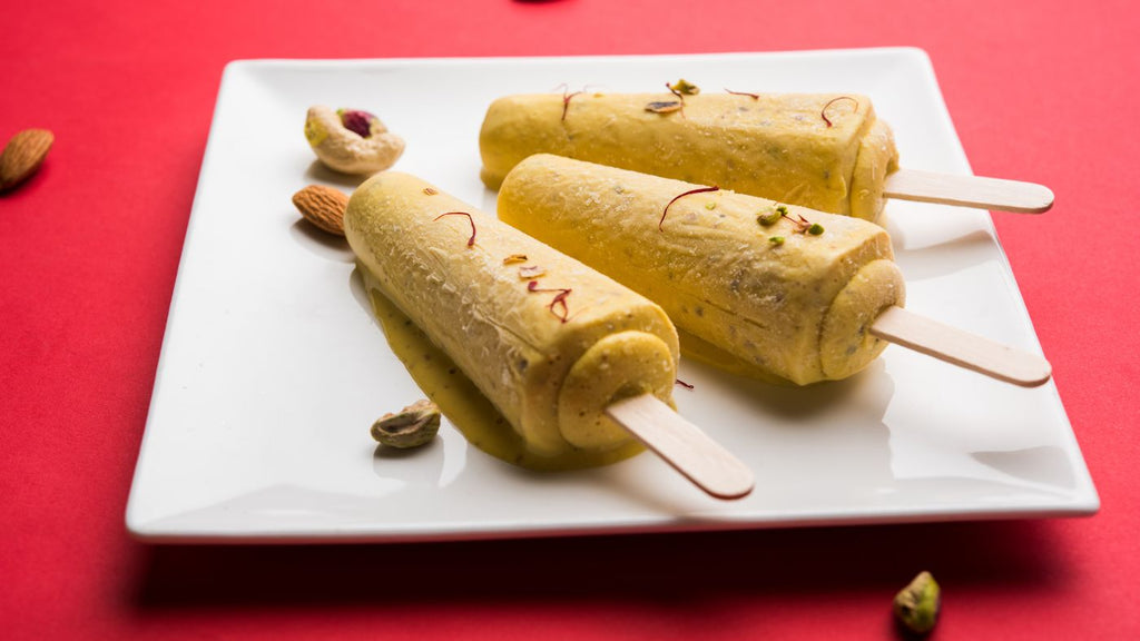 kesar pista kulfi on a dish