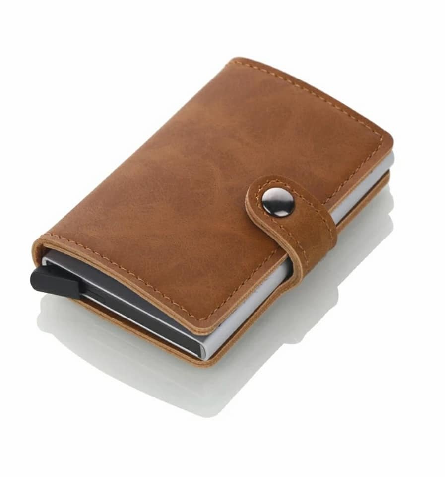 Leather RFID Aluminum Credit Card Holder (automatic Pop Up)- Small Car ...