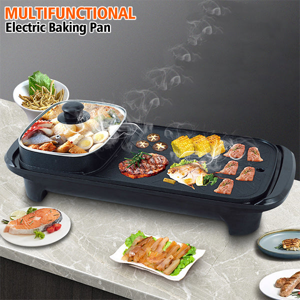 2 in 1 multifunctional electric hotpot with grill pan