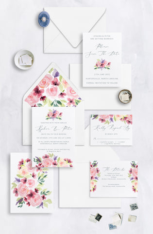 Delicate Floral Watercolor Envelope Liner