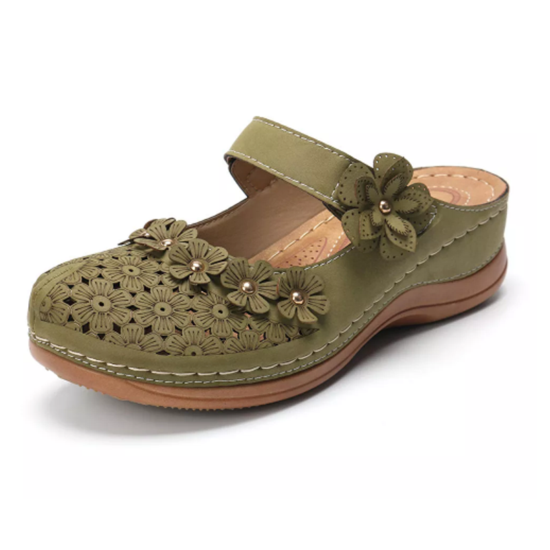 Comfy Floral Slip-On Wedge Sandal – Casual Comfort Sandals