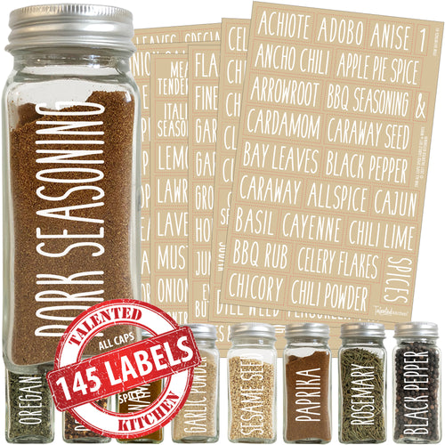 Talented Kitchen 14 Pcs Large 6 oz Glass Spice Jars with Labels