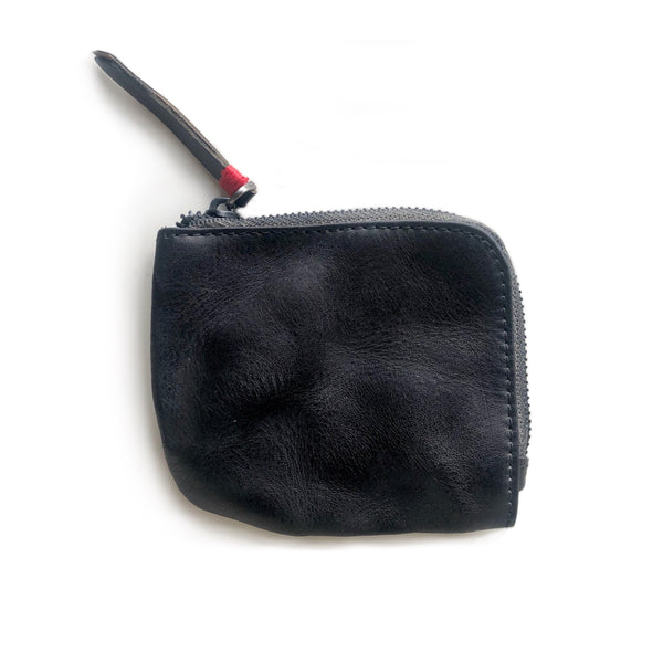 Source streamlined round leather coin pouch with Micro suede interior  lining on m.