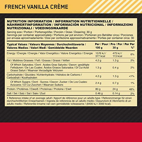 Optimum Nutrition Gold Standard 100% Whey Protéine en Poudre avec Whey Isolate, Proteines Musculation Prise de Masse, Crème Vanille, 30 Portions, 0.9kg, l'Emballage Peut Varier - RelaxCou.fr