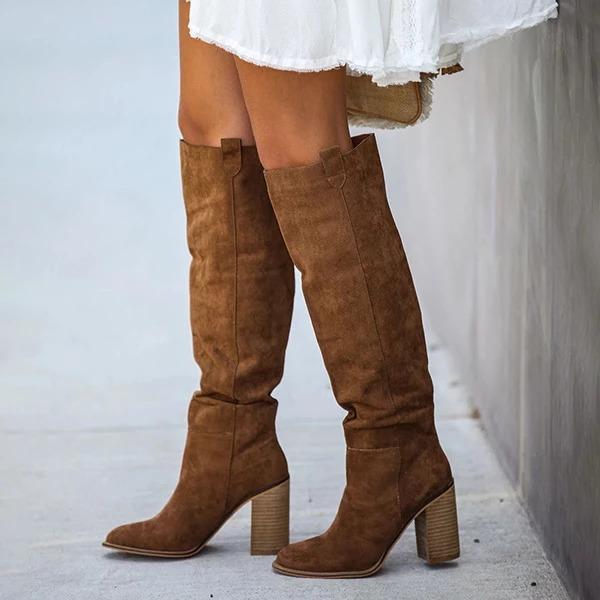 Fashion Distressed Faux Suede Slouch Boots