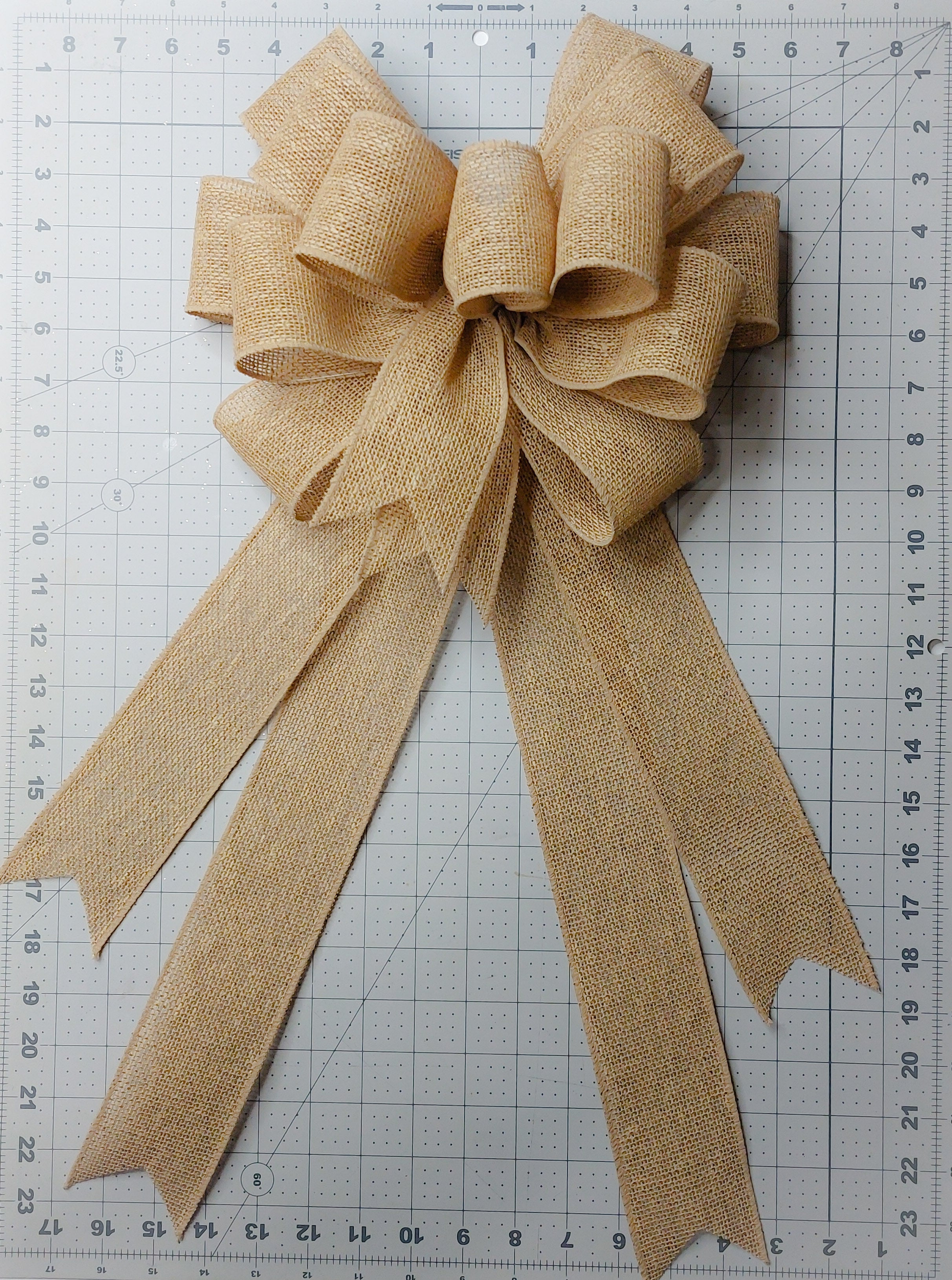 Natural Burlap Bow, Wired Burlap Bow, 2 Sizes