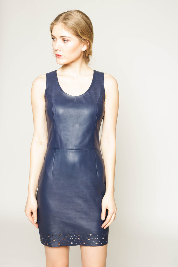 Kelly- Leather shift mini dress - T.Tandon