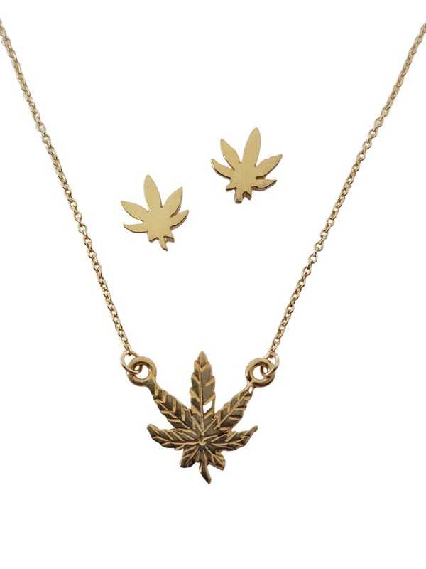 Mini Weed Leaf Gold Necklace | Earthbound Trading Co.