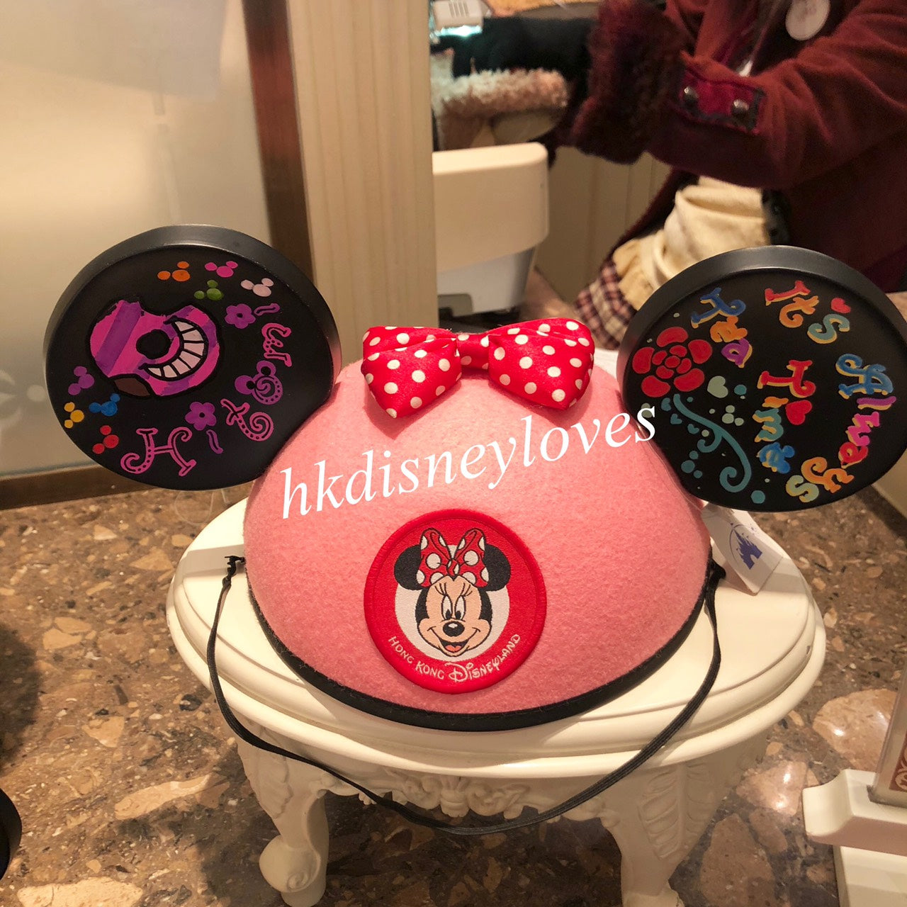 香港ディズニー ミニーのイヤーハット 刺繍あり 香港ディズニーグッズ代行販売 Hkdisneyloves