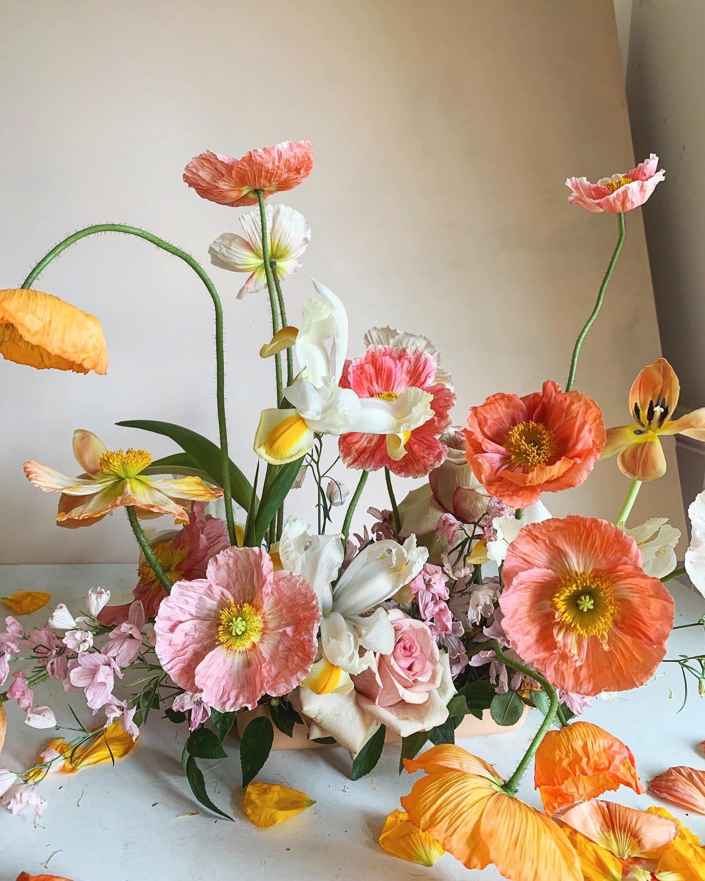 colourful floral arrangement of poppies 