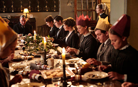 Staff at Downton Abbey enjoying Christmas dinner