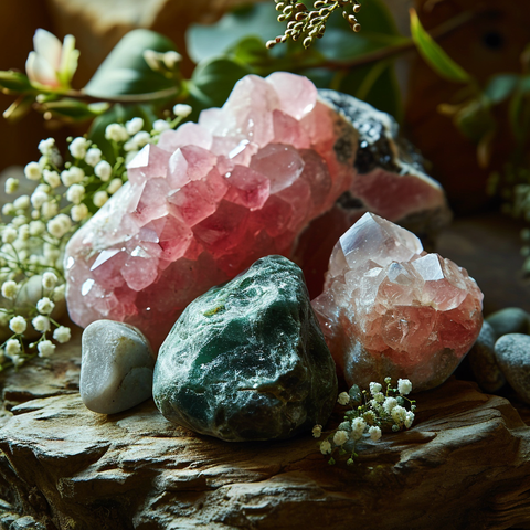 amazonite et quartz rose