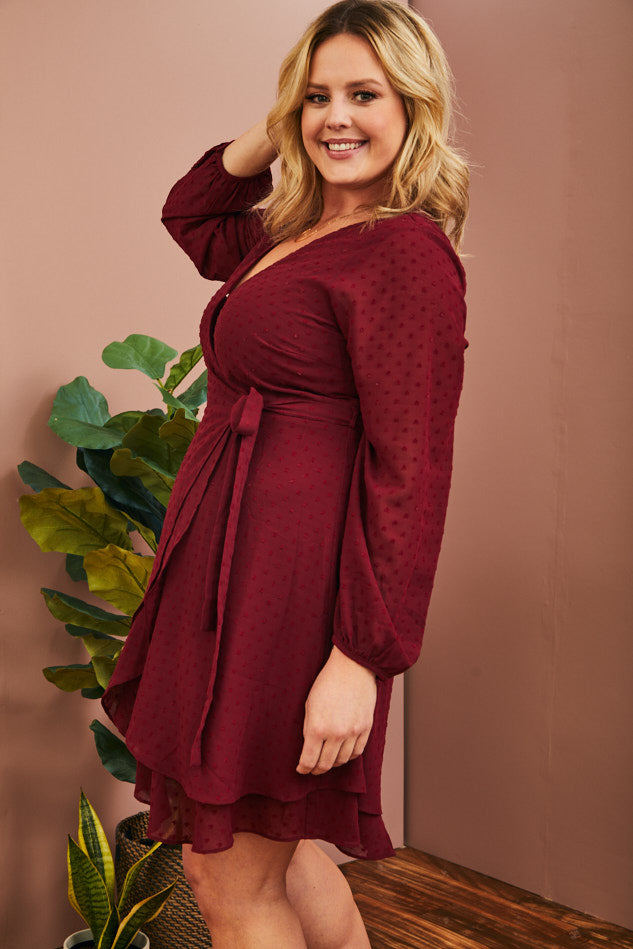 cranberry wrap dress