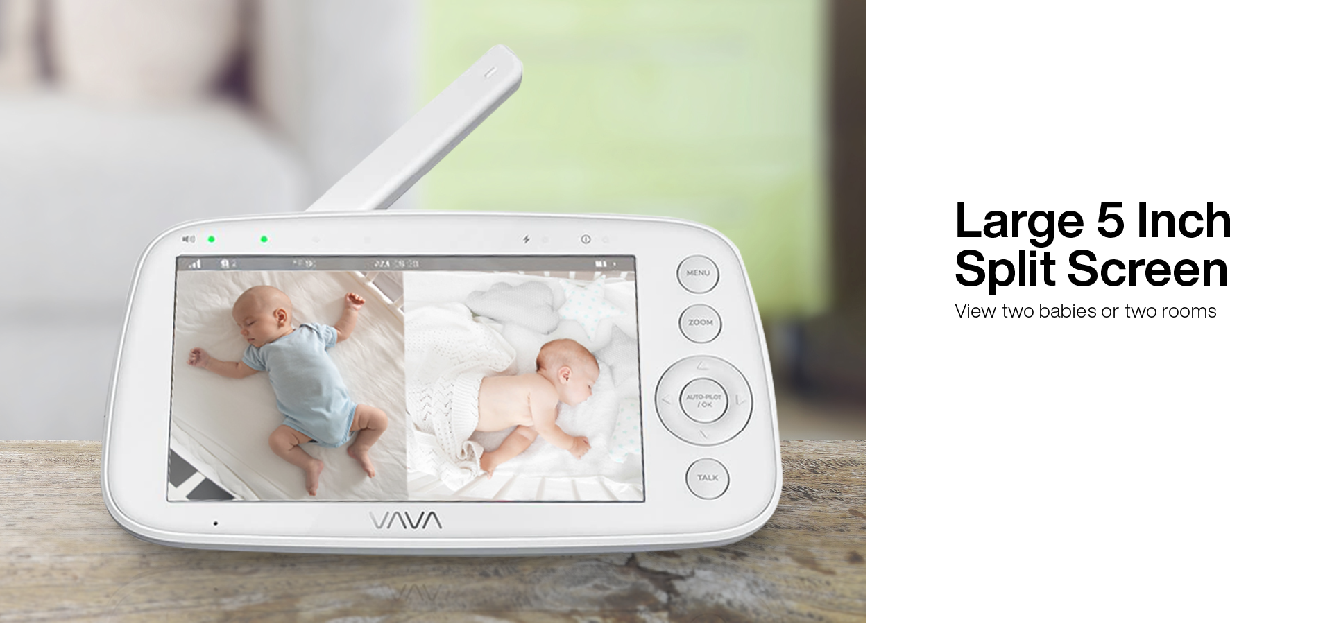 vava baby monitor with large 5 inch split screen