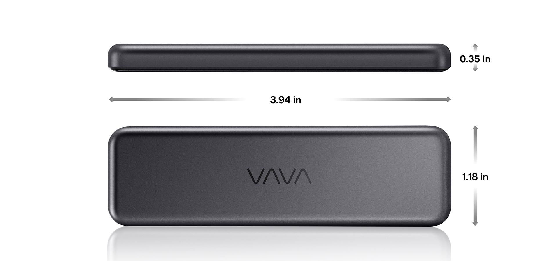 VAVA portable SSD depicting the product dimensions