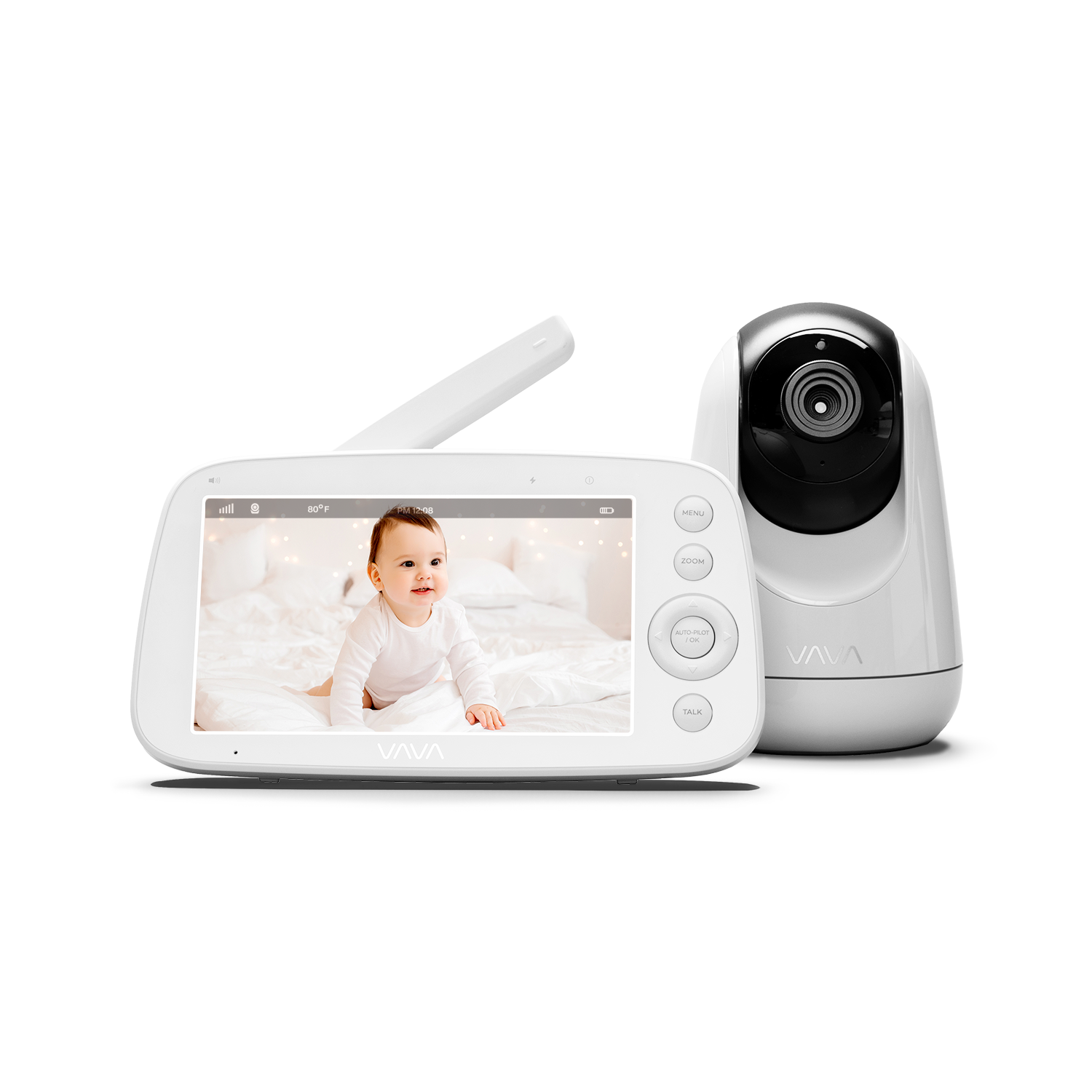 Baby Monitor,5 Large Split-Screen Video Baby Monitor with 2 Cameras and  Audio, Remote Pan/Tilt/Zoom, Two-Way Talk, Room Temperature Monitor, Auto