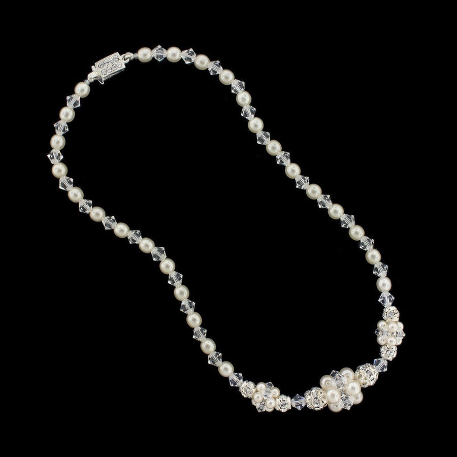 Pearl & Crystal Bridal Necklace with Clusters – Giavan