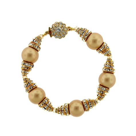 Gold Pearl Bracelet with Stacked Rondelles – Giavan