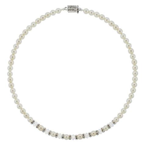 Pearl Bridal Necklace with Crystal & Rondelle Center – Giavan