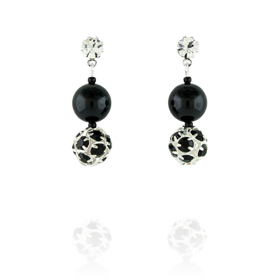 Black Pearl & Rhinestone Bead Earrings – Giavan