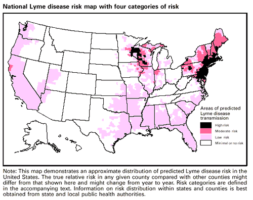 Lyme Disease Distribution Map of the United States