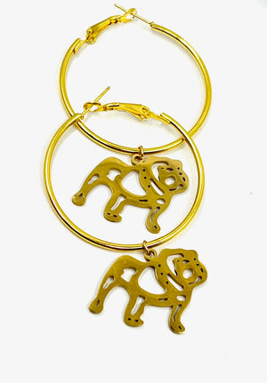 Hanging Bulldog Hoop Earrings - University Screenprint Inc