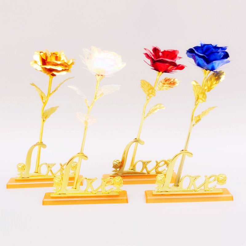 24k Galaxy Gold Rose Love You For Life Love Display With Stand Random