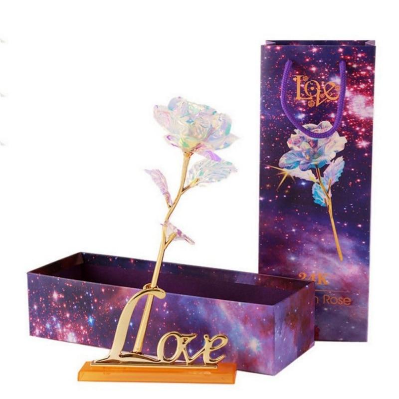 24k Galaxy Gold Rose Love You For Life Love Display With Stand Random