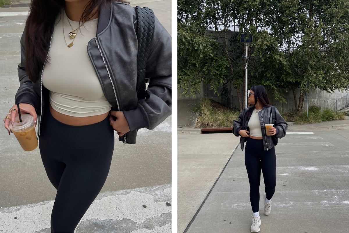 @alysilverio wears the air-fabric cropped tee and activluxe leggings